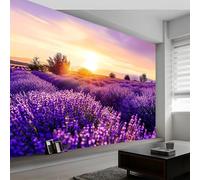 Fotomurales Decorativos Pared Lavanda Morada 250x175 cm Papel Pintado Tejido No Tejido Paisaje Floral Fotomural 3D Mural Paredes Papel Tapiz Decoración Salón o Dormitorio a.1251