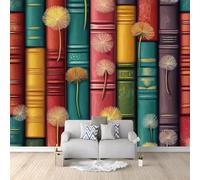 Fotomurales Decorativos Pared Libros Antiguos 3D Mural Autoadhesivo Pared Arte Moderno Papel Pintado Tela de Seda Papel Tapiz Panorámico 400x280 cm B-0546