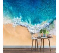 Fotomurales Decorativos Pared Mar Azul 3D Mural Autoadhesivo Pared Playa Papel Pintado Tela de Seda Papel Tapiz Panorámico 400x280 cm A-5665