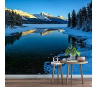 Fotomurales Decorativos Pared Montaña Nevada 3D Mural Autoadhesivo Pared Invierno Paisaje Papel Pintado Tela de Seda Papel Tapiz Panorámico 300x210 cm A-8407