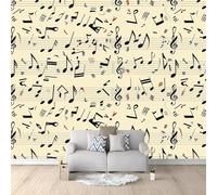 Fotomurales Decorativos Pared Notas Musicales 3D Mural Autoadhesivo Pared Arte Moderno Papel Pintado Tela de Seda Papel Tapiz Panorámico 300x210 cm B-1307