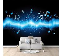 Fotomurales Decorativos Pared Notas Musicales 3D Mural Autoadhesivo Pared Moderno Papel Pintado Tela de Seda Papel Tapiz Panorámico 200x140 cm B-1494