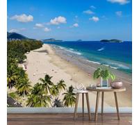 Fotomurales Decorativos Pared Paisaje Costero 3D Mural Autoadhesivo Pared Playa Tropical Papel Pintado Tela de Seda Papel Tapiz Panorámico 250x175 cm A-8966