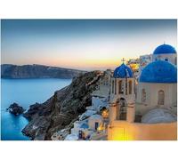 Fotomurales Decorativos Pared Paisaje de Grecia 200x140 cm Papel Pintado Tejido No Tejido Arquitectura Marina Fotomural 3D Mural Paredes Papel Tapiz Decoración Salón o Dormitorio a-9194