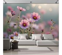 Fotomurales Decorativos Pared Primavera Pradera, 300x210 cm Papel Pintado Tela de Seda,Ensueño Cosmos Fotomural 3D Mural Paredes Papel Tapiz Decoración Salón Dormitorio