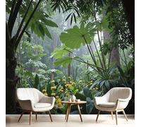 Fotomurales Decorativos Pared Selva Tropical,400×280cm Verde Papel Pintado Tejido No Tejido, Ramas Plantas Fotomural XXL 3D Mural Paredes Papel Tapiz Decoración Salón Dormitorio