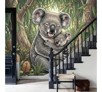 Fotomurales Decorativos Pared Una Madre Koala Y Su Cría Acurrucadas En El Bosque Papel pintado Tejido Seda Decoración de Pared, Salones, Habitaciones Decorativos Murales Moderna 400 x 280cm
