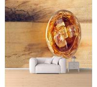 Fotomurales Decorativos Pared Whisky 3D Mural Autoadhesivo Pared Patrón de Madera Papel Pintado Tela de Seda Papel Tapiz Panorámico 150x105 cm B-2249