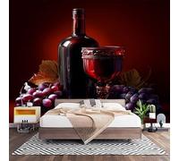 Fotomurales Decorativos Tema RomáNtico Del Vino Tinto Papel Pintado Pared 350x256 cm Rojo Oscuro Papel Pintado Tejido No Tejido Decoración de Pared, Salones, Habitaciones Moderna Fotográfico