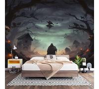 Fotomurales Decorativos Terror GóTico Oscuro Papel Pintado Pared 400x280 cm VíSpera de Todos Los Santos Papel Pintado Tejido No Tejido Decoración de Pared, Salones, Habitaciones Moderna Fotográfico