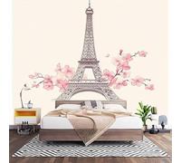 Fotomurales Decorativos Torre de Hierro RomáNtica Sencilla Papel Pintado Pared 450x315 cm Rosa Papel Pintado Tejido No Tejido Decoración de Pared, Salones, Habitaciones Moderna Fotográfico