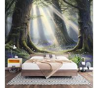 Fotomurales Decorativos Verde Claro Papel Pintado Pared 400x280 cm áRbol Del Bosque Brumoso Papel Pintado Tejido No Tejido Decoración de Pared, Salones, Habitaciones Moderna Fotográfico