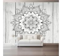 Fotomurales Dibujo lineal de mandala en un entorno rural Papel pintado tejido no tejido decoración Pared decorativos 250 x 175 cm Murales Tv Fondo Pared Dormitorio Murales Pared Dormitorio