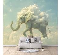 Fotomurales Elefante 300x210 cm Papel Pintado Nubes Animales Impresión 3D Pared Tela no Tejida Fácil de Instalar Limpiar Poster Ideal para Salones Cocinas Pasillos Papel Pintado Pared Dormitorio