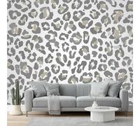 Fotomurales Estampado de Leopardo Moda Salvaje Papel Tapiz Moderno 250 x 175 cm Papel pintado tejido no tejido coración Pared corativos Sala Living Oficina Dormitorio Beige grisáceo