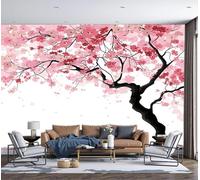 Fotomurales Estilo Japonés 450 × 315 cm XXL Papel Pintado Tejido No Tejido, Patrón De Árbol De Flores De Cerezo Fotográfico Pared Decorativos Murales Póster para Dormitorio Salón TV Pared
