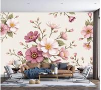 Fotomurales Floral Nórdico 350X260Cm Xxl Papel Pintado Seda Decoración De Pared Murales Arroz Rosa País Retro Fotográfico Decorativos Dormitorio Para La Sala