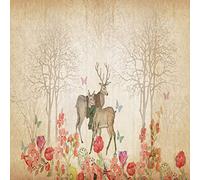 Fotomurales Flores Ciervo Pared 3D Papel Tapiz pintado tejido no tejido Decoración de Pared decorativos Murales moderna de Diseno Fotográfico 150cm×105cm (ancho x alto)