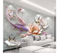Fotomurales Flores Peces de colores Pared 3D Papel Tapiz pintado tejido no tejido Decoración de Pared decorativos Murales moderna de Diseno Fotográfico 250cm×175cm (ancho x alto)