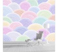 Fotomurales Forma De Abanico De Olas 200X140Cm Xxl Papel Pintado Seda Decoración De Pared Murales Púrpura Rosado Resumen De Ensueño Fotográfico Decorativos Dormitorio Para La Sala