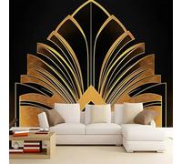 Fotomurales Geometría dorada 300x210 cm Papel Tapiz Fotográfico no tejido 3D Moderna Fondo De Pantalla Mural Decoración De Pared Sala Cuarto Oficina Salón