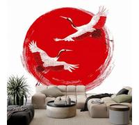 Fotomurales Grulla blanca sol 400x280 cm Papel Tapiz Fotográfico no tejido 3D Moderna Fondo De Pantalla Mural Decoración De Pared Sala Cuarto Oficina Salón