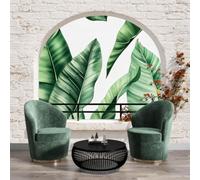 Fotomurales Hojas 368x254cm Papel Pintado Decoración de Pared Murales Pegatina decorativos adhesivos 3d Fotográfico Hojas verdes y flores de ave del paraíso,Arte pop de plantas tropicales