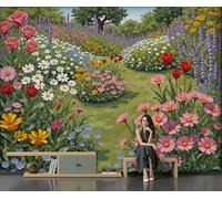 Fotomurales Margarita Rosa 200X140Cm Xxl Papel Pintado Seda Decoración De Pared Murales Rosa Verde Plantas De Jardín Fotográfico Decorativos Dormitorio Para La Sala