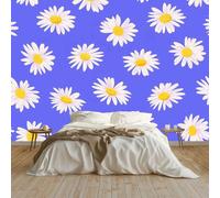 Fotomurales Moderno Margarita Fresco Floral Pastoral 300 x 210 cm, Papel Pintado de Fotografía Moderno Mural de Pared para Salón Habitación Infantil Dormitorio Pósteres Motivos Púrpura