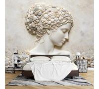 Fotomurales Mural de Pared Estatua Diosa en 3D No Tejido 371 x 280 cm Fotomural Relieve Imitación Piedra Escultura Mural Artístico Decoración Estética para Sala Estar y Dormitorio.