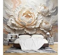 Fotomurales Mural de Pared Fotomural Peonías 3D Mural de Pared Floral Grande No Tejido 600 x 400 cm Papel Tapiz Botánico Arte Moderno Decoración para Fondo Sala Estar y Dormitorio.