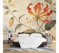Fotomurales Mural Floral Pared Papel Pintado No Tejido 400 x 280 cm Papel Pintado Fotográfico Flores Botánicas Tropicales Póster Arte Exótico Decoración Pared para Salón O Dormitorio.