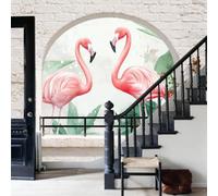 Fotomurales No-autoadhesivo Plantas tropicales frescas en acuarela 400x280cm Papel Pintado Decoración de Pared Murales Pegatina decorativos adhesivos Fotográfico,Animales,flamencos,hojas de palma