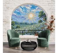 Fotomurales no autoadhesivos Hojas 368x254cm Papel Pintado Decoración de Pared Murales Pegatina decorativos adhesivos 3d Fotográfico estilo casa de campo,Nube de sol Margarita