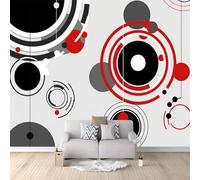 Fotomurales no Tejido Formas Geométricas Círculos Líneas 400 x 280 cm Papel Pintado Decoración de Pared moderna, Murales póster efecto 3D, Decorativos Murales para Dormitorio Salón TV Pared