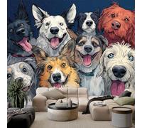 Fotomurales no tejido Perro de dibujos animados 200x140 cm Papel Pintado Decoración de Pared Murales póster efecto 3D, Decorativos Murales para Dormitorio Salón TV Pared