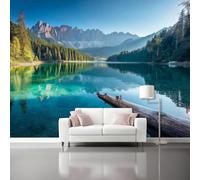 Fotomurales Paisajes Lagos Realismo Naturaleza Papel pintado tejido no tejido decoración Pared decorativos 350 x 256 cm Sala Cuarto Oficina Salón Decoración Casa Azul Verde