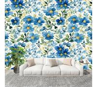Fotomurales Papel pintado 200x140 cm Fresco Natural Flores Papel Pintado Fotográfico Panoramico Decorativos Dormitorio sala Azul Murales Papel Tapiz Antimoho Removibles, Grandes