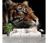 Fotomurales Papel pintado 200x140 cm Primer Plano De Un Animal, Un Tigre. Papel Pintado Fotográfico Panoramico Decorativos Dormitorio sala Negro Murales Papel Tapiz Antimoho Removibles, Grandes