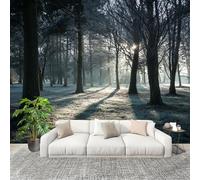 Fotomurales Papel pintado 200x140 cm Vigas De Bosque Tranquilas Papel Pintado Fotográfico Panoramico Decorativos Dormitorio sala Verde GrisáCeo Murales Papel Tapiz Antimoho Removibles, Grandes