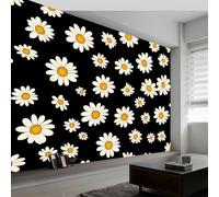 Fotomurales Papel pintado 250 x 175 cm Arte Papel tapiz Minimalismo Plantas Crisantemo, Moderna Decoración Tejido no Tejido Decoración De Pared Sala Cuarto, Negro Mural