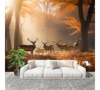 Fotomurales Papel pintado 250x175 cm Bosque Animales Alces Papel Pintado Fotográfico Panoramico Decorativos Dormitorio sala MarróN Murales Papel Tapiz Antimoho Removibles, Grandes