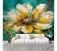Fotomurales Papel pintado 250x175 cm Realismo Flores Pintura Al óLeo. Papel Pintado Fotográfico Panoramico Decorativos Dormitorio sala Verde Murales Papel Tapiz Antimoho Removibles, Grandes