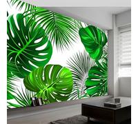 Fotomurales Papel pintado 350 x 256 cm Arte Papel tapiz Plantas Hojas Tropicales, Moderna Decoración Tejido no Tejido Decoración De Pared Sala Cuarto, Verde Mural