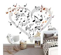 Fotomurales Papel pintado 350 x 256 cm Elegante nota musical en forma de corazón Papel pintado tejido no tejido Decoración de Pared decorativos Murales Moderna Diseno Tema musical