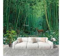 Fotomurales Papel pintado 350x256 cm Naturaleza Bosque De Bambú Animales. Papel Pintado Fotográfico Panoramico Decorativos Dormitorio sala Verde Murales Papel Tapiz Antimoho Removibles, Grandes