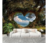 Fotomurales Papel pintado 400x280 cm Vista RomáNtica Desde Una Ventana Papel Pintado Fotográfico Panoramico Decorativos Dormitorio sala Verde Murales Papel Tapiz Antimoho Removibles, Grandes