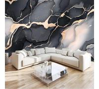 Fotomurales - Papel pintado Mural 3D de mármol gris no tejido para dormitorio, sala de estar o habitación infantil. Decoración de pared moderna, 200 cm x 140 cm. Poster - Adhesivo para pared - Cuadro