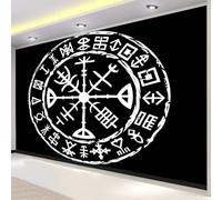 Fotomurales - Papel pintado Mural 3D de runas vikingas con tótem, color negro, para dormitorio, sala de estar o habitación infantil. Decoración de pared moderna, 200 cm x 140 cm. Poster - Adhesivo pa