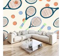 Fotomurales - Papel pintado Mural 3D de tenis no tejido para dormitorio, sala de estar, habitación infantil, decoración de pared moderna, 250 cm x 175 cm Poster - Adhesivo para pared - Cuadro sin mar